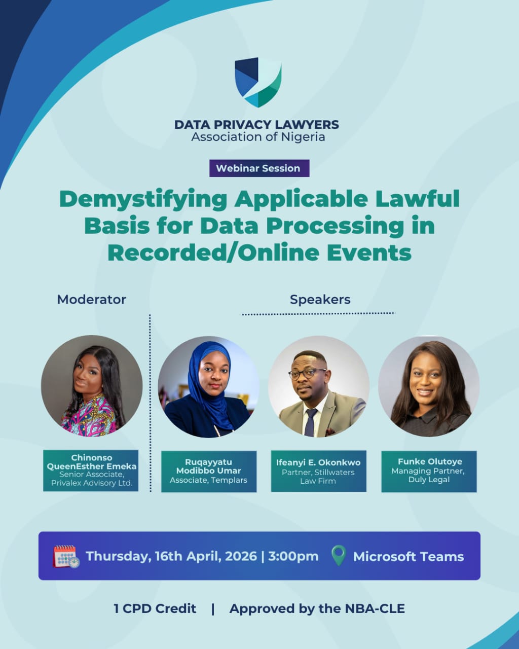 DPLAN Webinar Session - Demystifying Applicable Lawful Basis for Data Processing in Recorded/Online Events